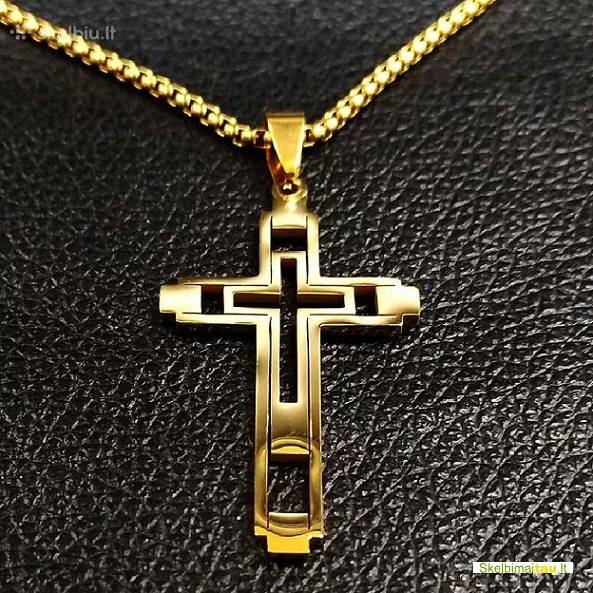 Auksu pildytos grandinėlės ir kryželiai