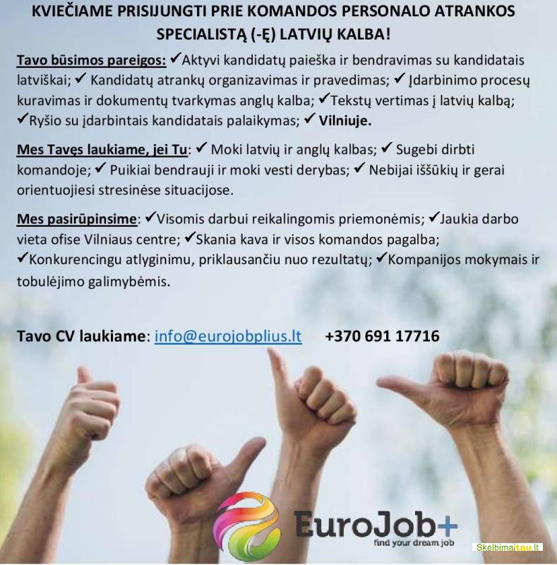 Personalo atrankos specialistas -ė latvių kalba