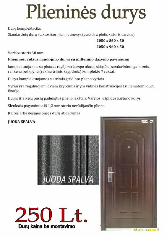 Parduodame buto,lauko, sandėlio duris