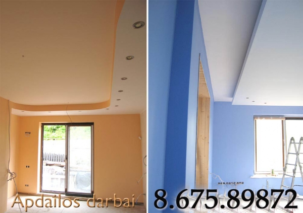 Dažom, tapetuojam, tvirtinam GKP