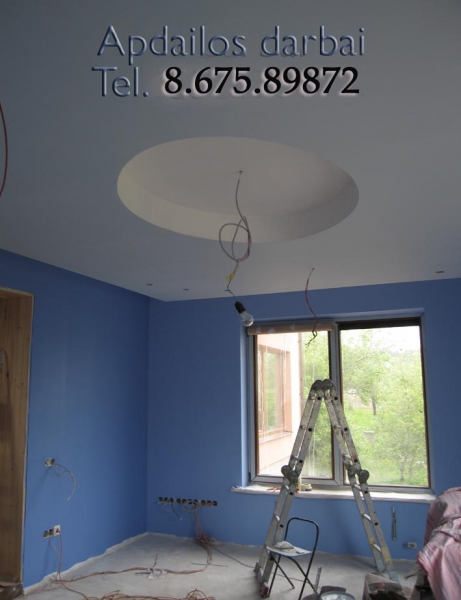 Gipso K. p. montavimas, dažymas- Tapetavimas