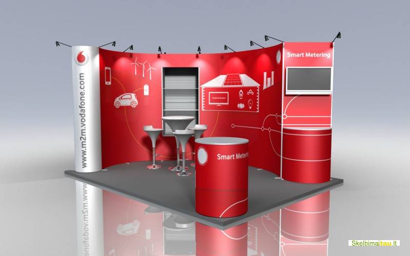 Įvairūs parodiniai stendai iš medžio, aliuminio, plastiko